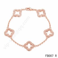 Van cleef & arpels Byzantine Alhambra bracelet<li>pink gold with round diamonds