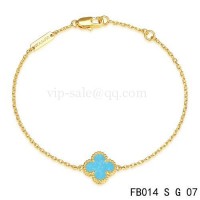 Van cleef & arpels Sweet Alhambra bracelet<li>yellow gold with Turquoise	