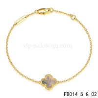 Van cleef & arpels Sweet Alhambra bracelet<li>yellow gold with Gray clover	