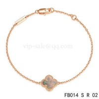 Van cleef & arpels Sweet Alhambra bracelet<li>pink gold with Gray clover	