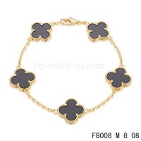 Van cleef & arpels Alhambra bracelet<li>Yellow with 5 Black clover	