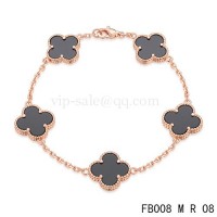 Van cleef & arpels Alhambra bracelet<li>Pink with 5 Black clover