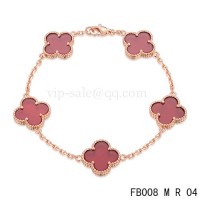 Van cleef & arpels Alhambra bracelet<li>Pink with 5 Red clover	