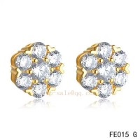 Van Cleef and Arpels Fleurette earstuds yellow gold earrings with 7 diamonds	