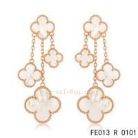 Cheap Van Cleef and Arpels White mother of pearl pink gold earrings 	