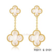 Van Cleef and Arpels Alhambra Yellow gold earrings White mother of pearl	