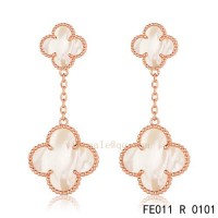 Van Cleef and Arpels Alhambra Pink gold earrings White mother of pearl
