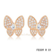 Van Cleef and Arpels Butterflies pink gold earrings with diamonds