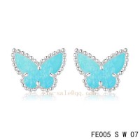 Van Cleef and Arpels Butterflies Turquoise white gold earrings knockoffs	