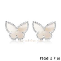 white gold Van Cleef and Arpels Butterflies White mother of pearl earrings	