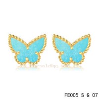 Van Cleef and Arpels Butterflies Turquoise yellow gold earrings	