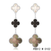 Van cleef & arpels Magic Alhambra earrings in white gold, 3 motifs	