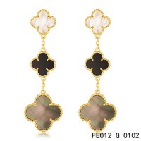 Van cleef & arpels Magic Alhambra earrings in yellow gold, 3 motifs