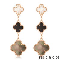 Van cleef & arpels Magic Alhambra earrings in pink gold, 3 motifs	