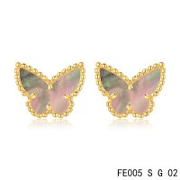 Van cleef & arpels Butterflies Earrings yellow gold,Brown Mother-of-Pearl	