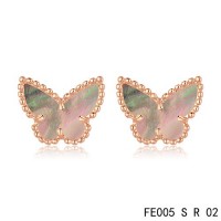 Van cleef & arpels Butterflies Earrings pink gold,Brown Mother-of-Pearl	