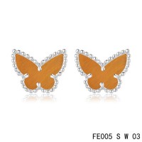 Van cleef & arpels Butterflies Earrings white gold,tiger�s eye	