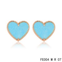 Van cleef & arpels Sweet Alhambra heart Earrings pink gold,turquoise