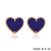 Van cleef & arpels Sweet Alhambra heart Earrings pink gold,Lapis Lazuli	