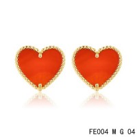 Van cleef & arpels Sweet Alhambra heart Earrings yellow gold,carnelian	