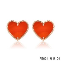 Van cleef & arpels Sweet Alhambra heart Earrings pink gold,carnelian