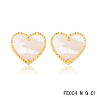 Van cleef & arpels Sweet Alhambra heart Earrings yellow gold,white mother-of-pearl
