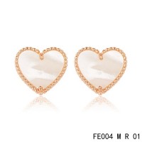 Van cleef & arpels Sweet Alhambra heart Earrings pink gold,white mother-of-pearl