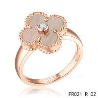 Fake Van Cleef Vintage Alhambra ring<li>In pink gold with gray mother-of-pearl