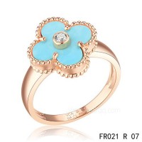 Van Cleef Vintage Alhambra ring<li>In pink gold with turquoise replica