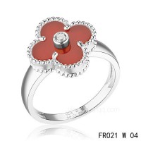 Cheap Van Cleef Vintage Alhambra ring<li>In white gold with Carnelian