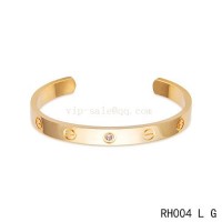 Open Cartier Love Bracelet in yellow gold with pink sapphire