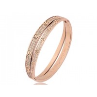 Cartier Love double row bracelet in pink gold with diamonds