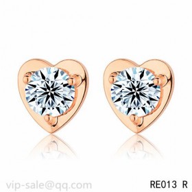 "Diamants Légers" DE Cartier Earrings Heart Motif in 18K pink gold with a diamond