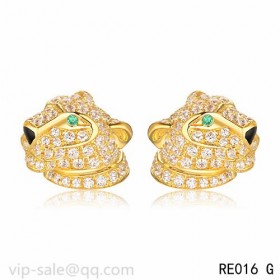 Panth�re DE Cartier Earrings in 18K yelloe gold fully diamond-paved with panther head motif