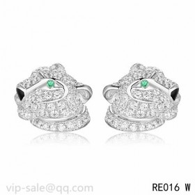 Panth�re DE Cartier Earrings in 18K white gold fully diamond-paved with panther head motif