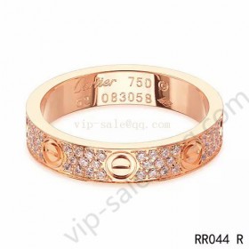 Cartier love ring in pink gold studded with diamonds