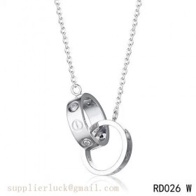 Cartier love necklace in 18K white gold with two rings