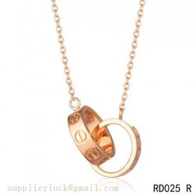 Cartier love necklace with two 18K pink gold rings 