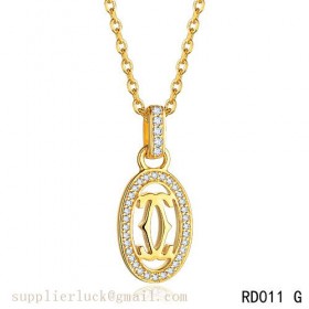 Cartier logo double c necklace in yellow gold with diamonds