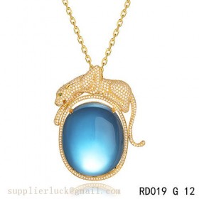 Panthere de Cartier blue crystal pendant necklace in yellow gold with diamonds 