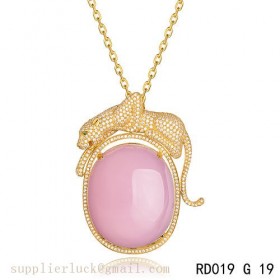 Panthere de Cartier pink crystal pendant necklace in yellow gold with diamonds 
