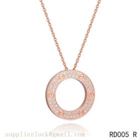 Cartier love necklace set in pink gold with diamonds 