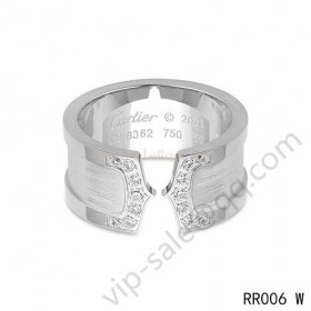 Cartier double c wedding wide band ring in white gold with diamonds