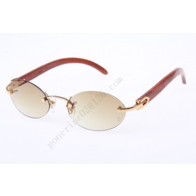 2016 Cartier 5124018 wood sunglasses Gold with Brown lens