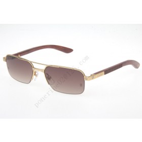 2016 Cartier 6101003 Wood Sunglasses, Gold Brown Gradient