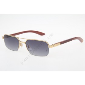2016 Cartier 6101003 Wood Sunglasses, Gold Grey Gradient