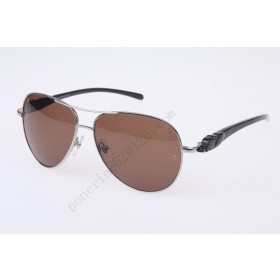 2016 Cartier 6384093 Black natural horn Sunglasses, Silver Brown