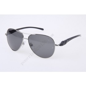 2016 Cartier 6384093 Black natural horn Sunglasses, Silver Grey