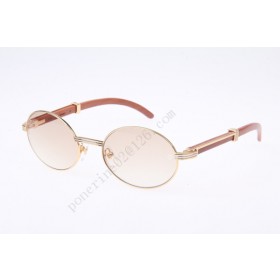 2016 Cartier 7550178 55-22 Wood Sunglasses, Gold Brown