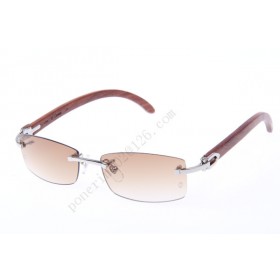 2016 Cartier 3524012 Wood Sunglasses, Silver Brown